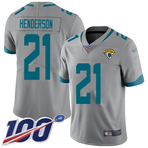 Nike  Jaguars #21 C.J. Henderson Silver Men Stitched NFL Limited Inverted Legend 100th Season Jersey